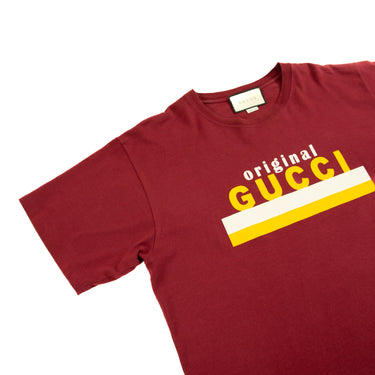 The flat lay of the Gucci Original Gucci Burgundy T Shirt.