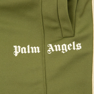 The logo of the Palm Angels Khaki Sweatpants S.