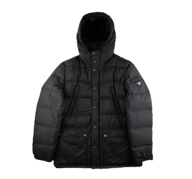 The front of the Prada Black Puffer Jacket.