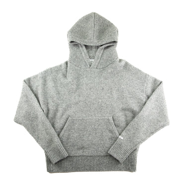 The front of the about:blank Mohair Knitted Logo Grey Hoodie.