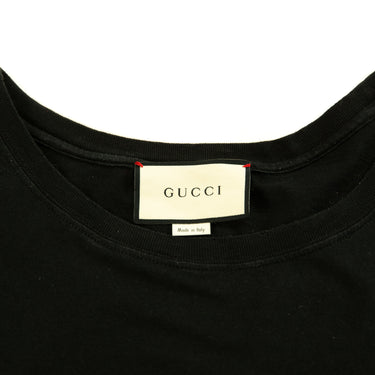 The inside label of the Gucci Printed Logo Black T Shirt.