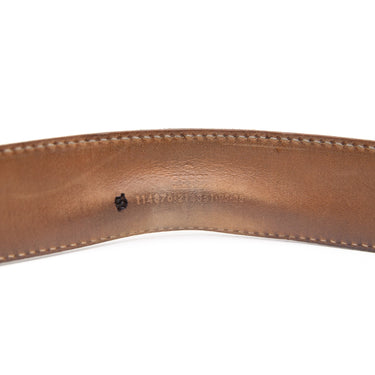 The label of the Gucci Pink Monogram Gold GG Buckle Belt.