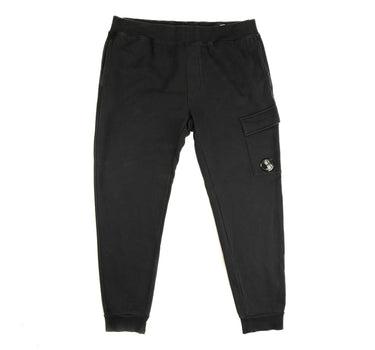 The front of the C.P. Company Navy Lens Sweatpants.