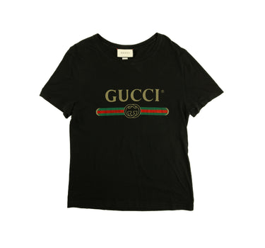 The front of the Gucci Printed Logo Black T Shirt.