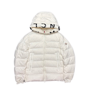 The front of the Moncler White Salzman Puffer Jacket.