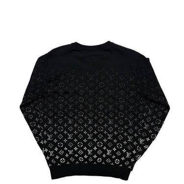 The  back of the Louis Vuitton LVSE Monogram Degradé Crewneck Black Sweater.