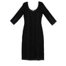 The Front of the Burberry Black Dress with White Stitching.