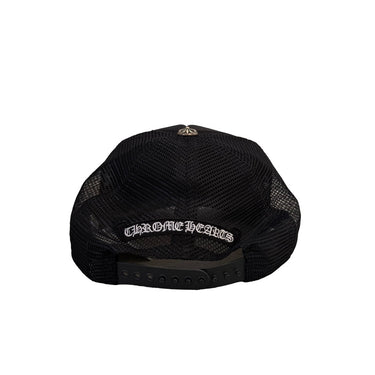 The back of the Chrome Hearts x Matty Boy Sex Records Link Black Trucker Cap.
