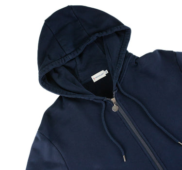 The hood of the Moncler Navy Zip Up Sweatshirt.