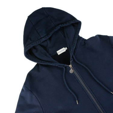 The hood of the Moncler Navy Zip Up Sweatshirt.