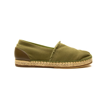 The right of the Maison Margiela Olive Canvas Tabi Espadrilles.