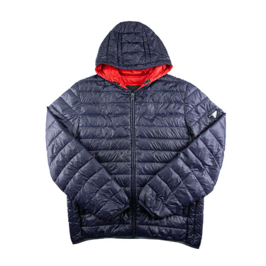 The front of the Prada Milano Navy Puffer Jacket.