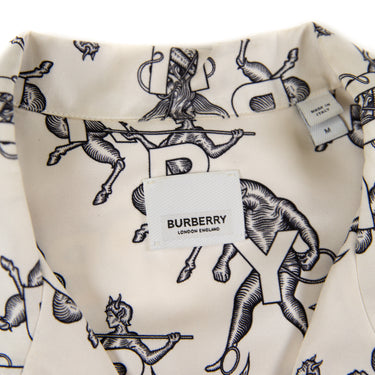 The inside label of the Burberry Printed Silk Shirt .