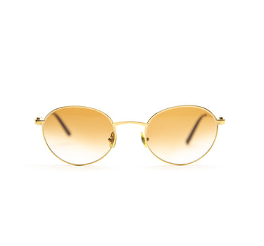 The front of the Cartier Plated Oval Sunglasses with Custom Cognac Gradient Lenses.