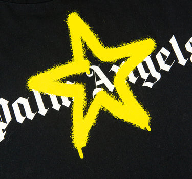 The logo of the Palm Angels Spray Star Logo Black T Shirt.