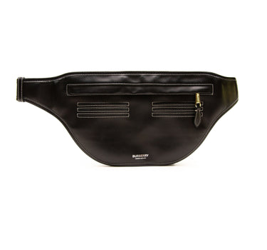 The front of the Burberry Smooth Calfskin Brummell Black Bum Bag.