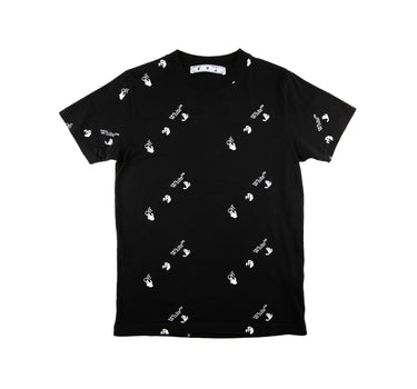 The front of the Off-White All Over Logo Black T Shirt.