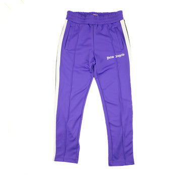 The front of the Palm Angels Purple Sweatpants.