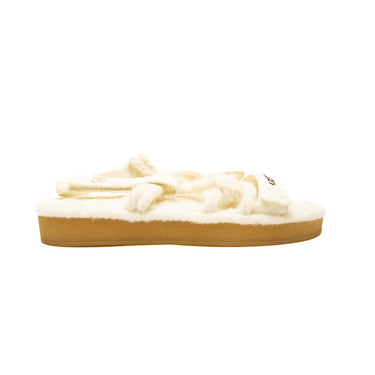 The right of the Chanel Cord Lambskin Quilted Sandals.
