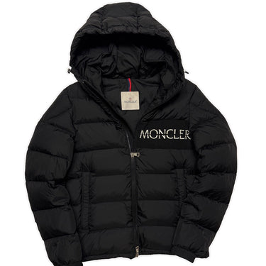 The front of the Moncler Aiton Black Puffer Jacket.
