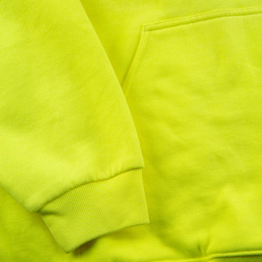 The sleeve of the Balenciaga Neon Yellow Campaign Hoodie.