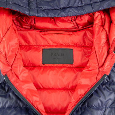 The inside label of the Prada Milano Navy Puffer Jacket.