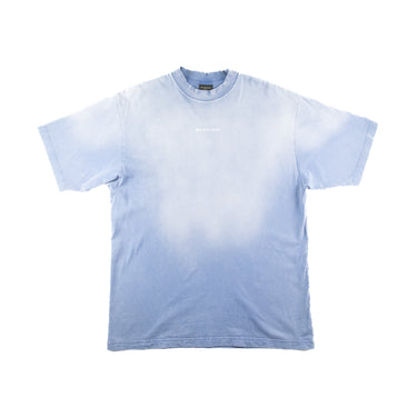 The front of the Balenciaga Logo Washed Blue T Shirt.