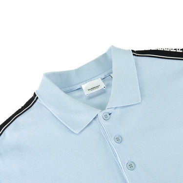 The collar of the Burberry Baby Blue Polo Shirt.