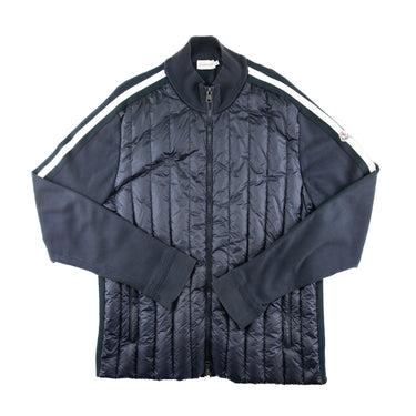 The front of the Moncler Navy Stripe Maglia Tricot Full Zip.