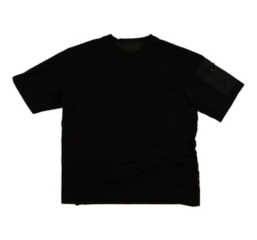 The front of the Prada Re-Nylon Black Sleeve Pocket T-Shirt.