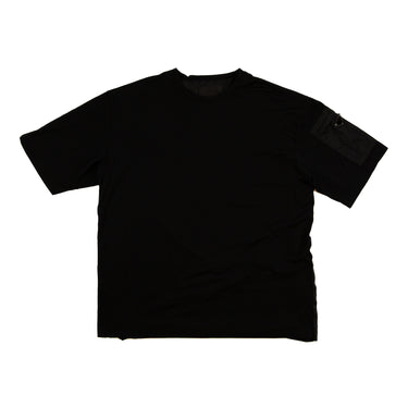 The front of the Prada Re-Nylon Black Sleeve Pocket T-Shirt.