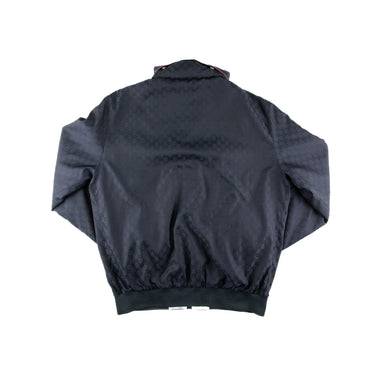 The back of the Gucci Navy Monogram Jacket.