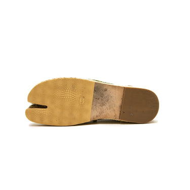The sole of the Maison Margiela Olive Canvas Tabi Espadrilles.
