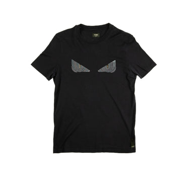 The front of the Fendi Bag Bugs Crystal Embellished Navy T Shirt.