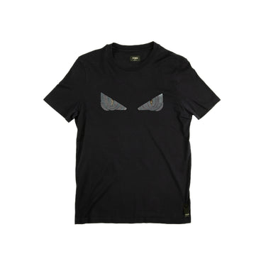 The front of the Fendi Bag Bugs Crystal Embellished Navy T Shirt.