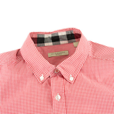 The collar of the Burberry Check Red Button Up Shirt.