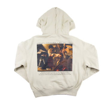 The back of the Off-White Caravaggio Crowning Beige Hoodie.