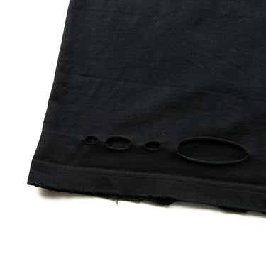 The detail of the Balenciaga Distressed Logo Black T Shirt.