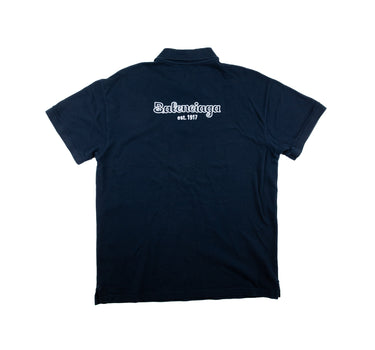 The back of the Balenciaga Est. 1917 Navy Polo Shirt.
