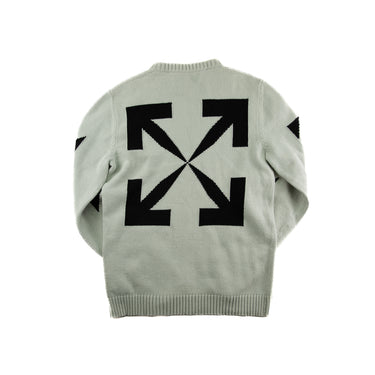 The back of the Off-White Diag Arrows Knit Grey Sweater.