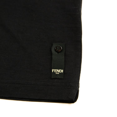 The front tag of the Fendi FF Box Logo Black T Shirt.