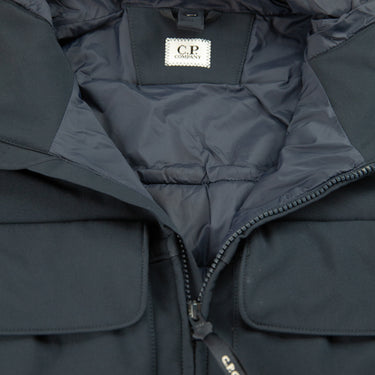 The inside label of the C.P. Company Navy Shell-R Goggle Jacket.