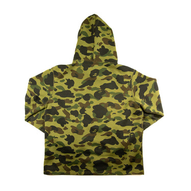 The back of the A Bathing Ape 1st Camo Green College Hoodie.