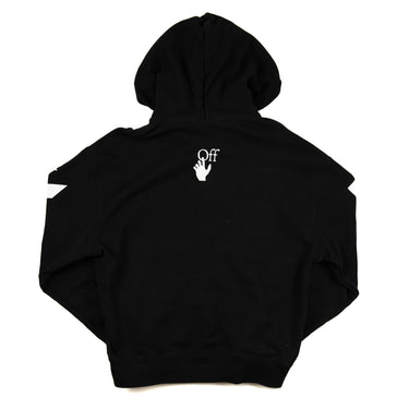 The back of the Off-White Black & White Print Caravaggio Hoodie.
