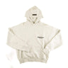 The front of the Fear Of God ESSENTIALS Light Oatmeal Hoodie L.