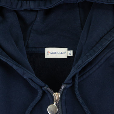 The label of the Moncler Navy Zip Up Sweatshirt.