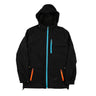 The front of a Prada Multicolour Zip Jacket in black with blue and pink zips.