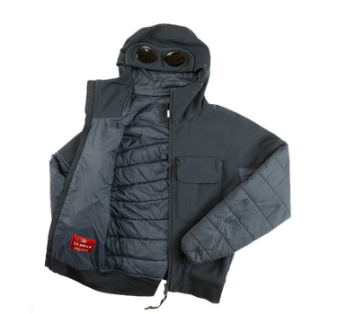 The inside of the C.P. Company Navy Shell-R Goggle Jacket.