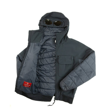 The inside of the C.P. Company Navy Shell-R Goggle Jacket.