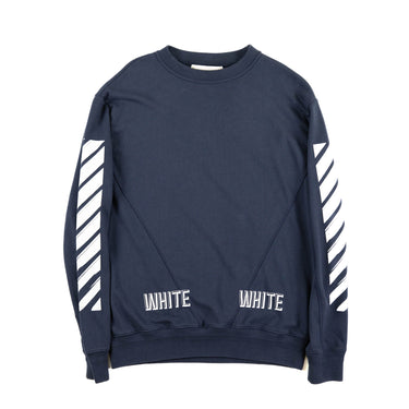 The front of the men's Off-White Navy 3D Diagonal Sweatshirt.